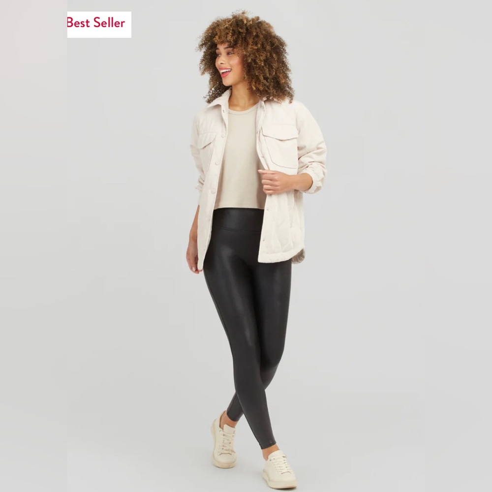 NWT Spanx Black Faux Leather Leggings XL #2437
